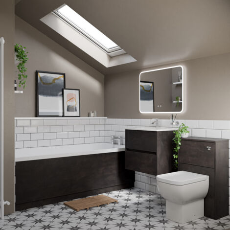 Wholesale Domestic Ashby 1800mm x 800mm Slim Edge Straight Single Ended Bathroom Suite including Metallic Slate Furniture Set with Minimalist Basin (1/5)