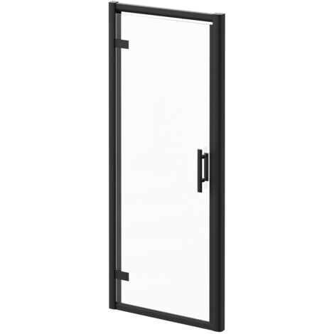 Wholesale Domestic Series 8 Plus Matt Black 800mm Hinged Shower Door (1/5)