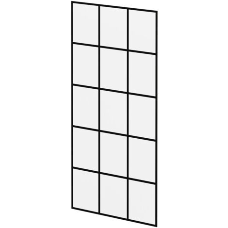 Pacco 8mm Clear with Black Printed Crittall Frame 1950mm x 900mm Walk In Shower Glass (1/5)