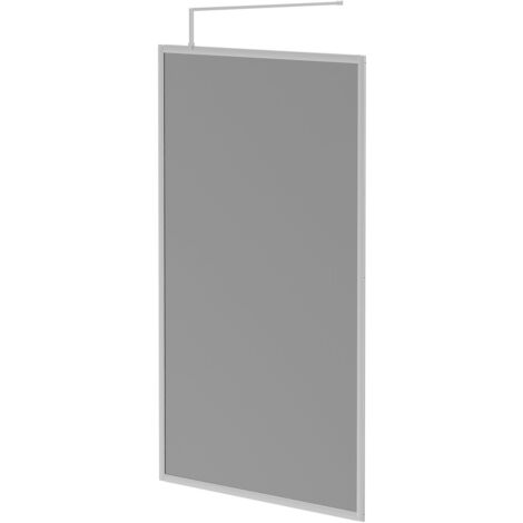 Wholesale Domestic Pacco 8mm Smoked Glass Polished Chrome 1950mm x 1200mm Fully Framed Walk In Shower Screen including Wall Channel and Support Bar (1/5)