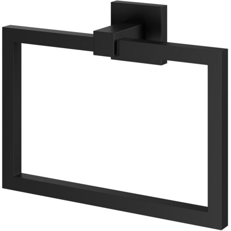 Colore Vector Matt Black Wall Mounted Towel Ring (1/5)