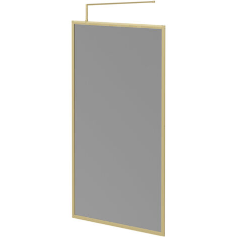 Colore 8mm Smoked Glass Brushed Brass 1950mm x 1200mm Fully Framed Walk In Shower Screen including Wall Channel and Support Bar (1/5)