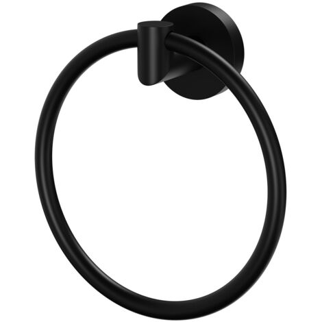 Colore Orbit Matt Black Wall Mounted Towel Ring (1/5)