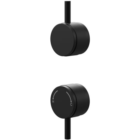 Colore Matt Black Industrial Style Half Knurled Control Handle Set for Twin Shower Valve