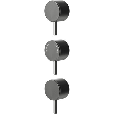 Colore Gunmetal Grey Industrial Style Fully Knurled Control Handle Set for Triple Shower Valve (1/5)