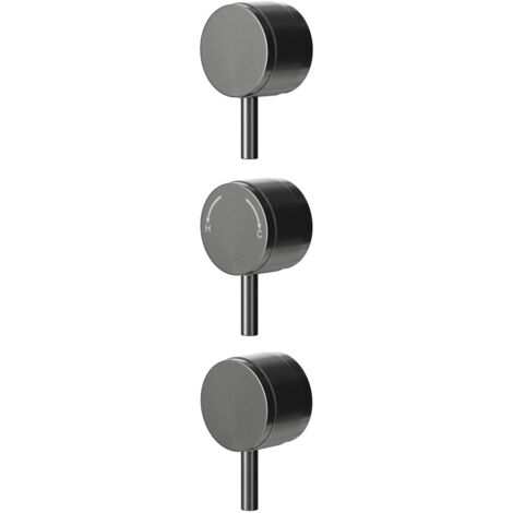 Colore Gunmetal Grey Industrial Style Half Knurled Control Handle Set for Triple Shower Valve (1/5)