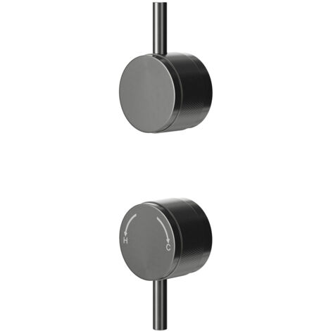 Colore Gunmetal Grey Industrial Style Half Knurled Control Handle Set for Twin Shower Valve