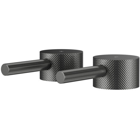 Colore Gunmetal Grey Industrial Style Bath Filler Full Knurled Hot and Cold Tap Heads (1/5)