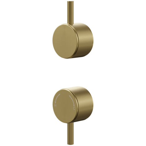 Colore Brushed Brass Industrial Style Fully Knurled Control Handle Set for Twin Shower Valve