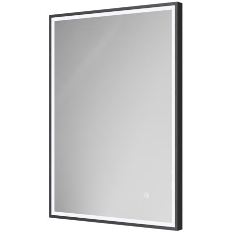 Colore Madison Matt Black 500mm x 700mm Illuminated Dimmable LED Mirror with Demister and Touch Sensor