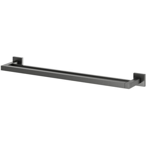 Colore Vector Gunmetal Grey 600mm Wall Mounted Double Towel Rail (1/5)