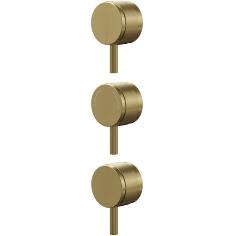 Colore Brushed Brass Industrial Style Half Knurled Control Handle Set for Triple Shower Valve (1/5)
