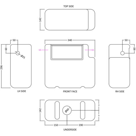 Nuie Dual Flush Concealed Cistern with Chrome Push Buttons - XTY008