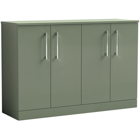 Nuie Arno Satin Green 1200mm 4 Door Vanity Unit with Worktop - ARN803W2 (1/2)