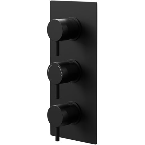 Colore Round Matt Black Concealed Triple Thermostatic Shower Valve with Diverter - 3 Outlets (1/5)
