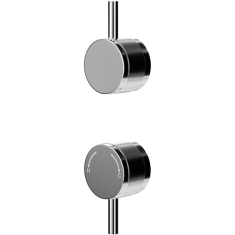 Colore Polished Chrome Industrial Style Half Knurled Control Handle Set for Twin Shower Valve