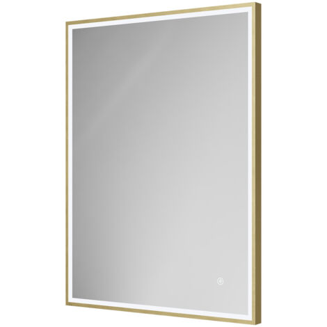 Colore Madison Brushed Brass 600mm x 800mm Illuminated Dimmable LED Mirror with Demister and Touch Sensor
