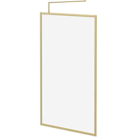 Colore 8mm Clear Glass Brushed Brass 1850mm x 1200mm Fully Framed Walk In Shower Screen including Wall Channel and Support Bar (1/5)