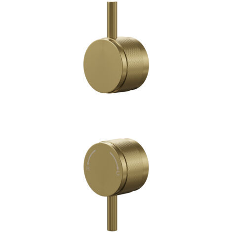 Colore Brushed Brass Industrial Style Half Knurled Control Handle Set for Twin Shower Valve