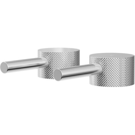 Colore Polished Chrome Industrial Style Bath Filler Fully Knurled Hot and Cold Tap Heads (1/5)