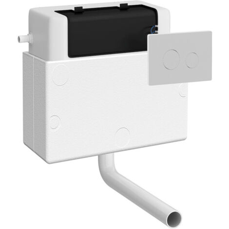 Colore Dual Flush Universal Access Concealed Cistern with Pneumatic Fitting and Matt White Flush Plate with Round Buttons