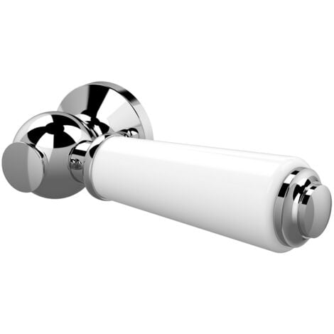 Old London Chrome and White Ceramic Cistern Flush Lever - E370