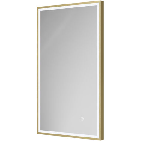 Colore Madison Brushed Brass 400mm x 700mm Illuminated Dimmable LED Mirror with Demister and Touch Sensor