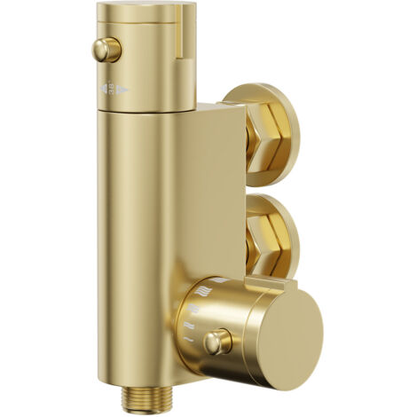 Colore brushed brass vertical thermostatic bar valve – Thermostatic control for consistent temperature – Maximum flow rate 23.8L/min – Elegant vertical design (1/5)