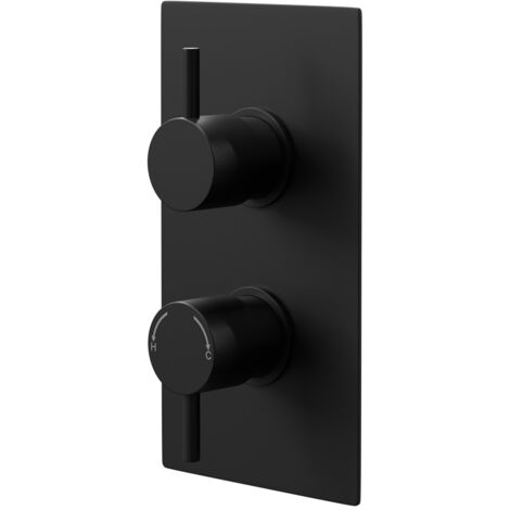 Colore Round Matt Black Concealed Twin Thermostatic Shower Valve with Diverter - 2 Outlets (1/5)