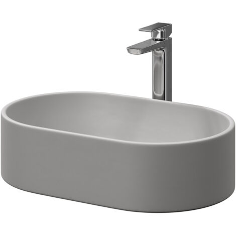 Wholesale Domestic Amadora Matt Grey 550mm x 350mm Oval Countertop Basin (1/5)
