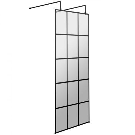Hudson Reed Frame Effect Wet Room Screen with Support Arms and Feet 800mm Wide - 8mm Glass (1/2)