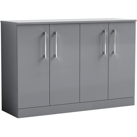 Nuie Arno Satin Grey 1200mm 4 Door Vanity Unit with Worktop - ARN2203W2 (1/2)