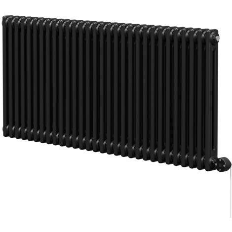 Wholesale Domestic Colosseum Colore Matt Black 600mm x 1340mm Horizontal Digital Thermostatic Electric Double Column Radiator (1/5)