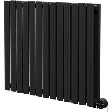 Boone Colore Matt Black 600mm x 780mm Horizontal Digital Thermostatic Electric Double Panel Radiator (1/5)