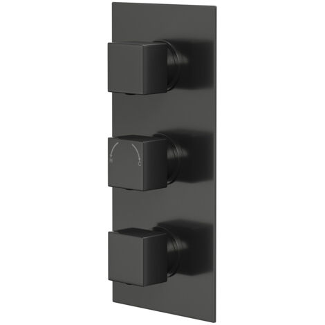 Colore Square Gunmetal Grey Concealed Triple Thermostatic Shower Valve with Diverter - 3 Outlets (1/5)