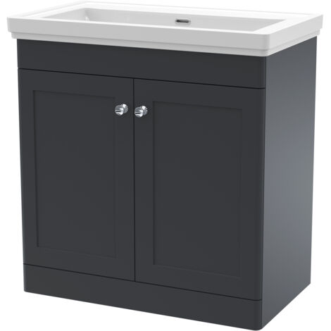 Nuie Classique Satin Soft Black 800mm 2 Door Vanity Unit and 66mm Profile Basin - CLC1426H (1/3)