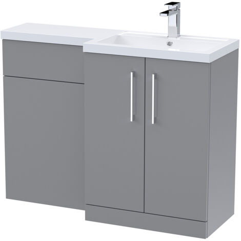 Nuie Arno Satin Grey 1100mm x 390mm Combination Vanity and Toilet Unit with Right Hand L Shaped Basin - ARN2211R (1/2)
