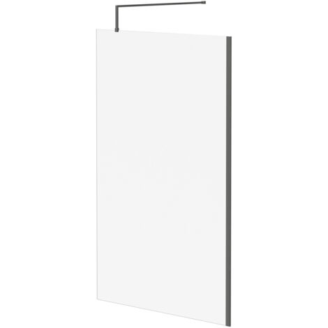 Colore 8mm Clear Glass Gunmetal Grey 1850mm x 1200mm Walk In Shower Screen including Wall Channel and Support Bar (1/5)