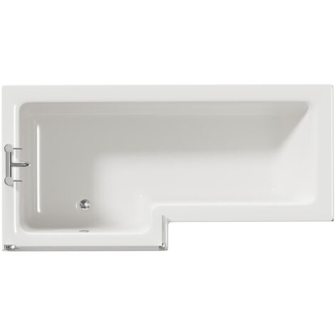 Wholesale Domestic Loire 1700mm Left Hand L Shaped Shower Bath with Bath Screen and Tobacco Oak Front and End Bath Panel (1/5)