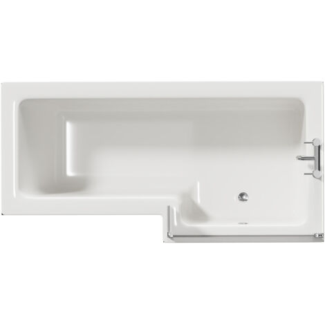 Modern Qubix 1600 X 850mm Right Hand L Shaped Shower Bath Tub With Front, End Panel & Brushed - View #4