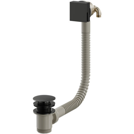 Colore Square Gunmetal Grey Free Flow Bath Filler with Push Waste and Overflow (1/5)