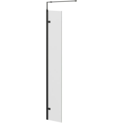 Colore 8mm Clear Glass Gunmetal Grey 1850mm x 300mm Walk In Hinged Return Shower Screen (1/5)