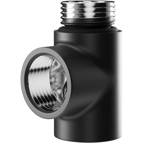 Colore Matt Black T Piece for Dual Fuel Heated Towel Rails and Radiators (1/5)