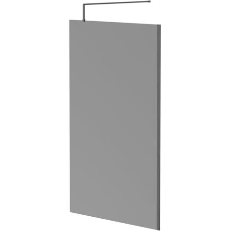 Colore 8mm Smoked Glass Gunmetal Grey 1950mm x 1200mm Walk In Shower Screen including Wall Channel and Support Bar (1/5)