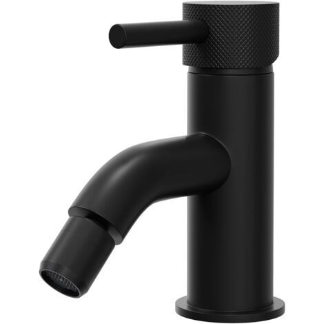 Colore Round Matt Black Bidet Mixer with Fully Knurled Tap Head (1/5)