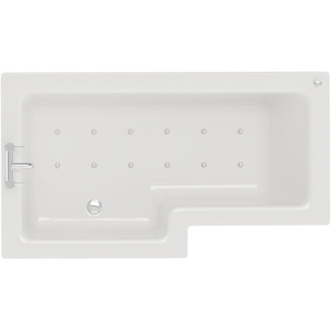 Wholesale Domestic Loire 1500mm 12 Jet Chrome Easifit Left Hand L Shaped Shower Bath with Front Bath Panel (1/5)