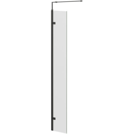 Colore 10mm Clear Glass Gunmetal Grey 2000mm x 300mm Walk In Hinged Return Shower Screen (1/5)
