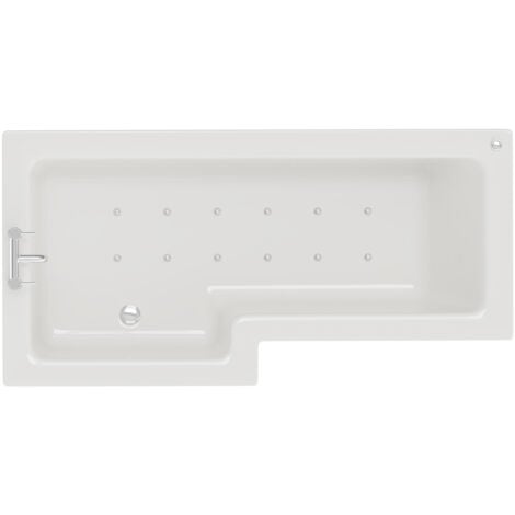 Wholesale Domestic Loire 1700mm 12 Jet Chrome Easifit Left Hand L Shaped Shower Bath with Front Bath Panel