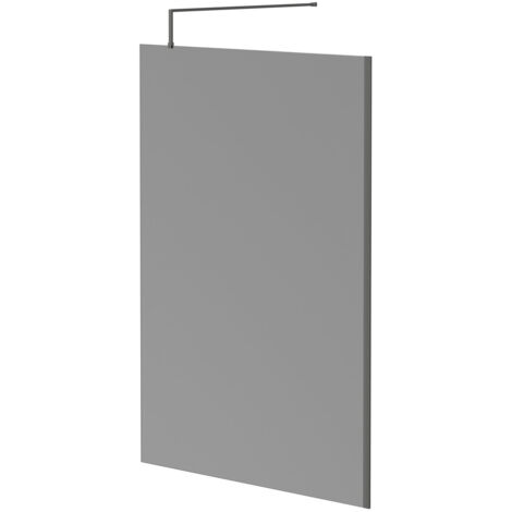 Colore 8mm Smoked Glass Gunmetal Grey 1950mm x 1400mm Walk In Shower Screen including Wall Channel and Support Bar (1/5)