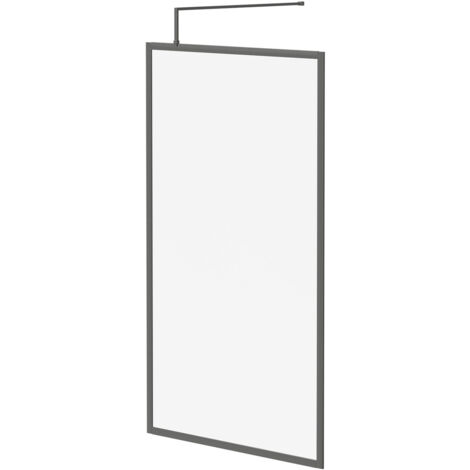 Colore 8mm Clear Glass Gunmetal Grey 1850mm x 1100mm Fully Framed Walk In Shower Screen including Wall Channel and Support Bar (1/5)